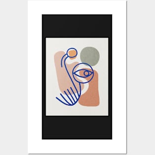 Blue line art, Abstract shapes, Mid century art print Posters and Art